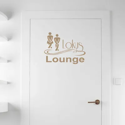 Produktbild von Wandtattoo - Wandaufkleber - Tür-/Wandtattoo "Lokus Lounge" - 60cm x 46cm braun - Dekoration Küche Wohnzimmer Wand