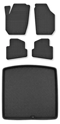 Produktbild von Gummimatten + Kofferraumwanne für Skoda Fabia III 2014- (Kombi) – Schwarz, Semi-Universal, angepasst – Wielganizator Semi-Universal