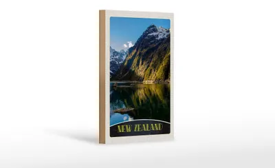 Produktbild von Holzschild Reise 12x18 cm Neuseeland Meer Gebirge Natur Urlaub