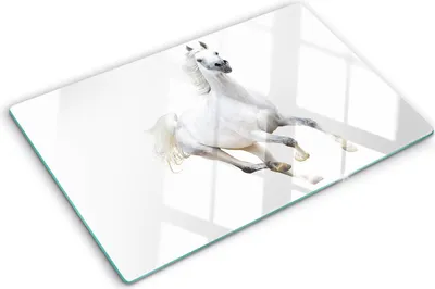 Produktbild von Tulup Glas Herdabdeckplatte - 80x52 cm - Glaskeramikkochfeld-Abdeckung Spritzschutz Glasabdeckplatte - Einteilig - Tiere - Arabisches Pferd - Weiß