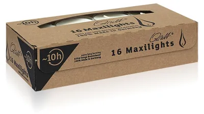 Teelichter Maxilights 16 Stück, weiß, 9-10h Brenndauer