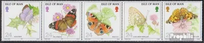 Produktbild von Briefmarken GB - Isle of Man 1993 Mi 555-559 Fünferstreifen (kompl.Ausg.) postfrisch Naturschutz