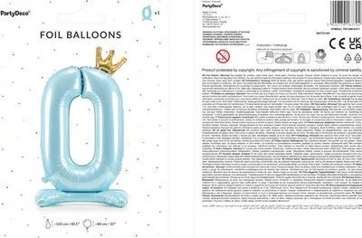 Image de Ballon de stand en film plastique chiffre "0", 84 cm, bleu