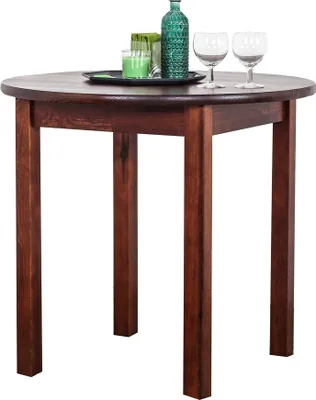 Produktbild von Tisch Kiefer massiv Vollholz Walnussfarben Junco 234B (rund) - Durchmesser 80 cm