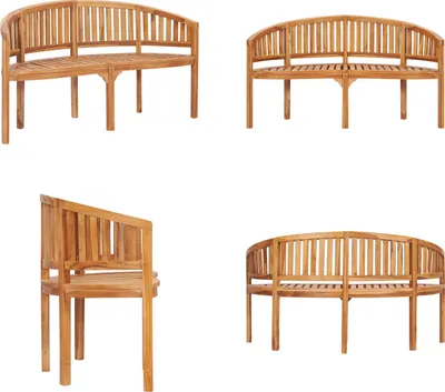 Produktbild von vidaXL Bananenbank 151 cm Massivholz Teak - Gartenbank - Gartenbänke - Terassenbank - Terassenbänke