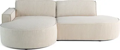 Image de Lisa Design Spiaggia - canapé d'angle gauche - forme arrondie - 4 places - en velours côtelé , Beige
