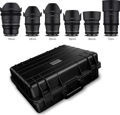 Produktbild von SAMYANG MF 14mm/24mm/35mm/50mm/85mm/135mm MK2 VDSLR Videoobjektive Kofferset für MFT (1023201)