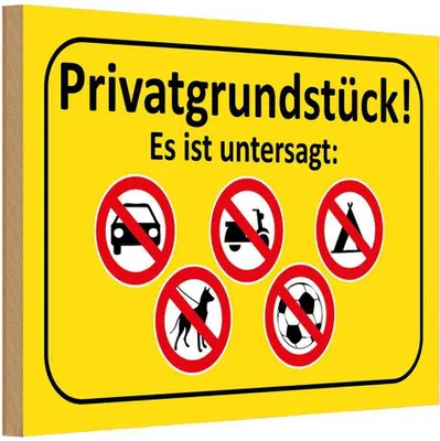 Produktbild von vianmo Holzschild 12x18 cm Privatgrundstück Es ist untersagt Warnschild Hinweisschild