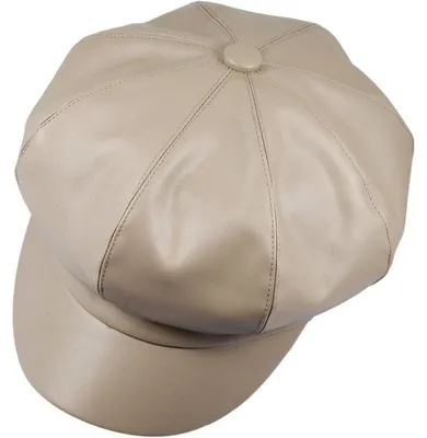 Productafbeelding van Krantenjongenmuts, Baskenmuts, dames, Polyurethanleer, 8 panelen, zonnehoed, schildersmuts, khaki, one size