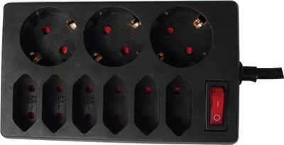 Produktbild von REV 00250171, Drinnen, Typ C, Typ F, Unmanaged, 1,5 mm², Schwarz, 9 AC-Ausgänge