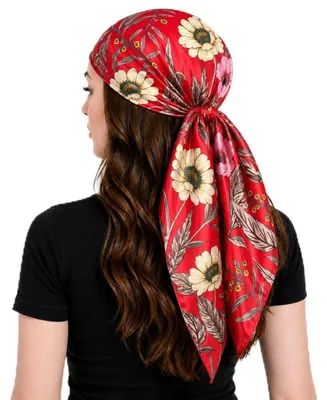 Immagine prodotto di Foulard da donna con motivo floreale, bandana, sciarpa per capelli, 90 x 90 cm, multicolore