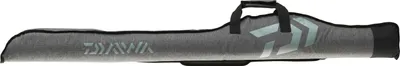 A long, padded fishing rod sleeve with handles and a logo.
