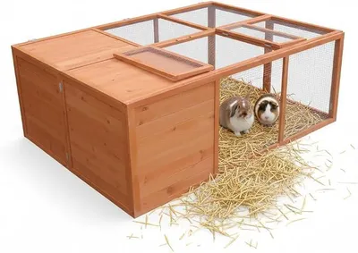 Imagen del producto de Jaula para conejos, plegable, de madera, color marrón, dimensiones: 160 x 119 x 60 cm