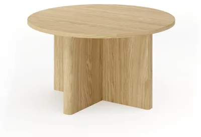 Produktbild von Runder Couchtisch BUNA Eiche geölt – moderner Wohnzimmertisch im Japandi-Stil – 90 cm