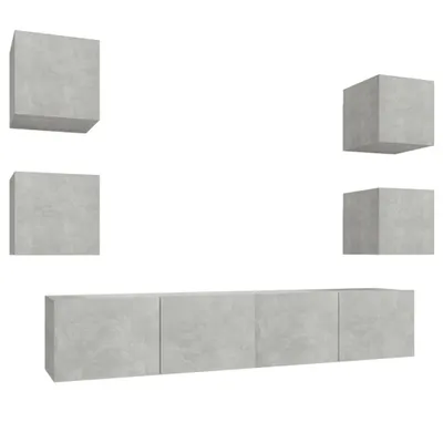 Produktbild von vidaXL 6-tlg. TV-Schrank-Set Betongrau Holzwerkstoff