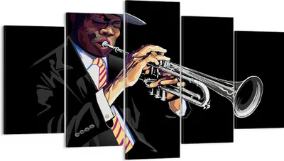Produktbild von Bild auf Leinwand - Leinwandbild - Jazz Musik Musiker - 160x85cm - Wand Bild - Wanddeko - Leinwanddruck - Bilder - Kunstdruck - Wanddekoration - Leinwand bilder - Wandkunst - EA160x85-3588