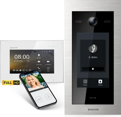 Produktbild von Balter EVO-HD Video Türsprechanlage mit Touchscreen Türstation, Video Türklingel, App, 1 Familienhaus, 1x 7 Zoll Monitor, Full HD, 2 Draht Bus