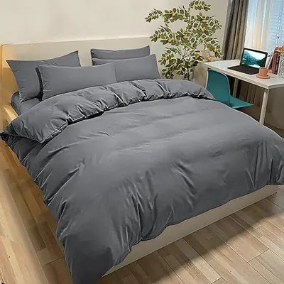 Produktbild von Famanu Bettbezug 220 x 240 cm mit 2 Kissenbezügen 50 x 80 cm - Dunkelgrau