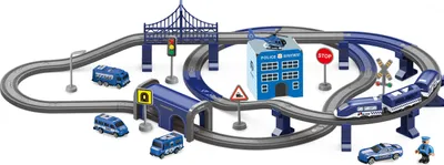 Produktbild von WOOPIE Electric Railway Car Track Police Station Helicopter Cars 92 el.