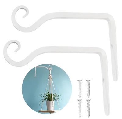 Wandhaken-Set 2er, Eisen, 15 cm, weiß für Pflanzenampeln