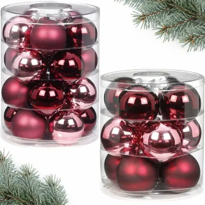 Produktbild von Weihnachtskugeln Set 20 Stk 6cm & 12 Stk 8cm Berry Kiss