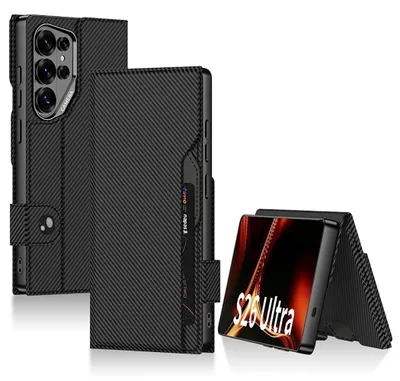 Produktbild von Handy Hülle Leder Flip für Samsung Galaxy S26 Ultra 5G Book Wallet Klapp Schwarz