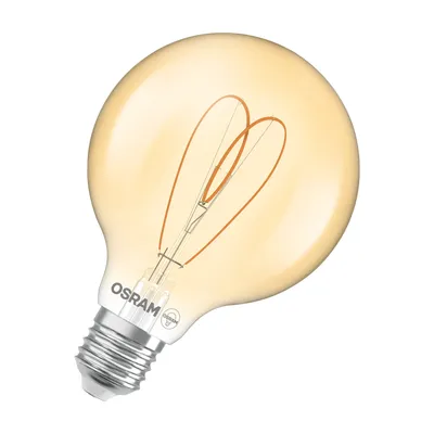 Immagine prodotto di OSRAM Vintage 1906 Globe è una lampada LED dimmerabile di colore bianco caldo, dalla classica forma a sfera con filamento. Offre 8 W per 806 lm, attacco E27, vetro color oro, diametro 95 mm, 2200 K, EEK F.