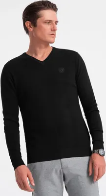 Produktbild von Ombre Klassischer Eleganter Herrenpullover mit V-Ausschnitt schwarz XL