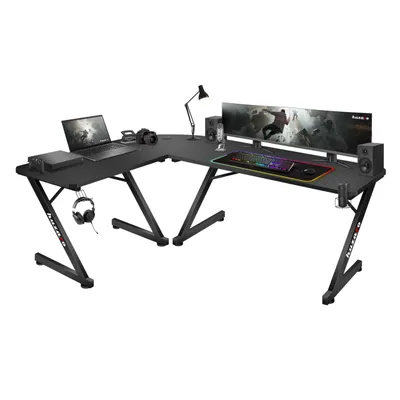 Produktbild von Huzaro Hero 7.0 | L-förmiger Eckschreibtisch Gamingtisch Schreibtisch Bürotisch | Rechts Links Montage | Carbon Tischplatte | 154 x117 | Schwarz