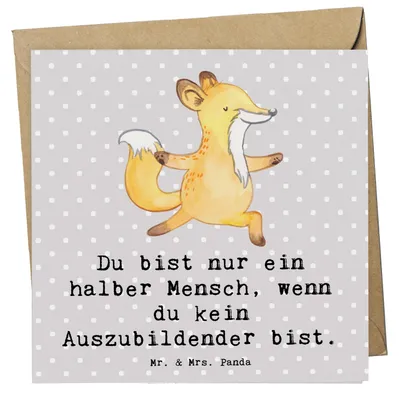 Produktbild von Mr. & Mrs. Panda Klappkarte Auszubildender Herz - Grau Pastell - Geschenk, Preis, faltkarte, doppelkarte, anlasskarte, Glückwunschkarte, Grußkarte, Abschlussprüfung
