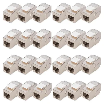 Produktbild von Digitus CAT 6A Kompakt-Keystone Modul, geschirmt, werkzeugfreier Montageanschluss. 24 Stk., Flach, Silber, RJ-45, Buchse, 10GBase-T, Nickel/Gold