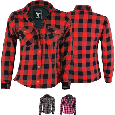 Produktbild von Damen Motorradhemd Lumberjack Holzfäller Hemd mit Protektoren, Farbe:Rot, Größe:46/3XL