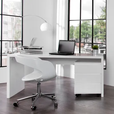Produktbild von riess-ambiente Design Schreibtisch FAST TRADE 160cm weiß Hochglanz Computertisch Bürotisch Tisch