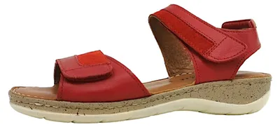 Image de Reflexan, sandales plates rouges pour femmes, modèle Gerda, chaussures de loisirs