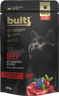 Produktbild von BULTI Superfoods Beef with cranberries and catnip - nassfutter für Katzen - 100g