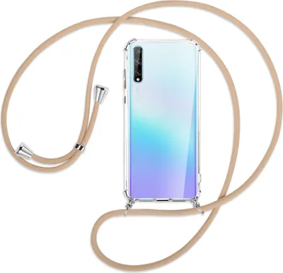 Produktbild von Handykette Backcover-Schutzhülle mit Band (Metall silberfarben) für Huawei P Smart S // Enjoy 10s / Y8p - beige