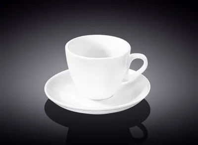 Immagine prodotto di Tazza da caffè Wilmax con piattino, 110 ml, porcellana bianca WL-993174/AB