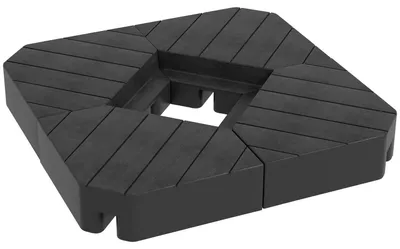 Produktbild von Sonnenschirmständer 4-teilig Schirmgewicht Holzoptik, Schirmständer für Ampelschirm, Bodenkreuz befüllbar mit Sand/Wasser bis 20/15 kg Ampelschirmständer Gewichte Sonnenschirmfuß HDPE Schwarz
