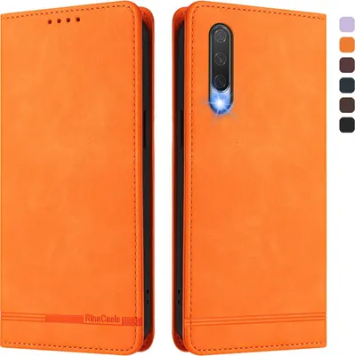Produktbild von Hülle für Xiaomi Mi CC9 / Mi 9 Lite, Retro Kunstleder Ständer Klapphülle mit Kartenfächer und Magnetische Orange