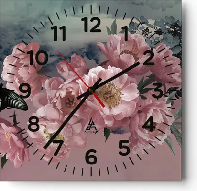 Produktbild von Wanduhr - Quadrat - Glasuhr - Blumen Schmetterling Wolken - 40x40cm - Schleichendes Uhrwerk - Lautlos - zum Aufhängen bereit - Dekoration Modern - Wanddekoration aus Glas - C4AC40x40-4881