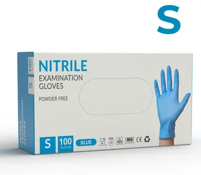 Produktbild von NITRILHANDSCHUHE PUDERFREIE HANDSCHUHE BLAU 100 Stück GRÖSSE S