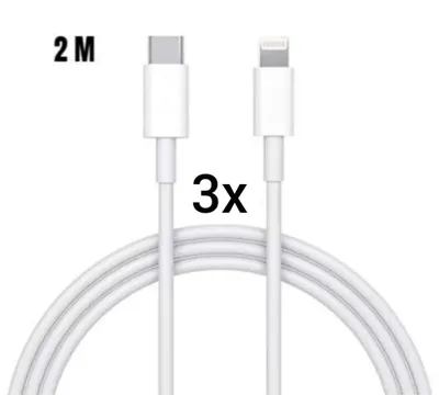 Produktbild von 3x Ladekabel USB C passt für Origininal iPhone iPad 6 7 8 11 12 13 X XS Pro Max 2 Meter