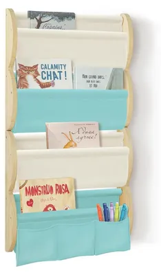 Produktbild von Bücherregal Wand Kinder Blau Kiefernholz 81 x 43 x 8 cm 4 Fach