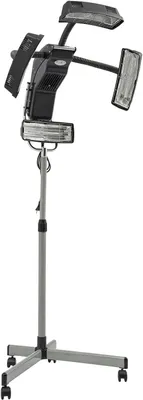 Produktbild von 650W Salon Friseur Trockenhaube Haartrockner mit 4 Heizlampen, 40-70 ? Einstellbare Heiztemperatur Haartrockenhaube mit 4 Universalrädern, Höhenverstellbar Heizung Trockenhaube Bodenständer