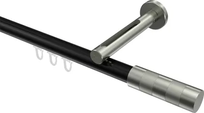 Produktbild von Interdeco Innenlaufstange / Gardinenstange mit Innenlauf Schwarz / Edelstahl-Optik, Typ Siteno Mavell (Zylinder Bicolor), 20 mm Ø 1-läufig, 520 cm