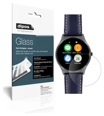 Produktbild von 2x Schutzfolie für Uhr 52.5 mm Durchmesser matt - Anti-Shock 9H Folie dipos Glass Kunststoffglas