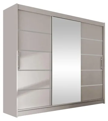 Produktbild von MIRJAN24 Schwebetürenschrank Aston VI, Garderobe mit drei Türen, Frontspiegel, Kleiderschrank (Farbe: Cashmere / Spiegel, ohne Beleuchtung)
