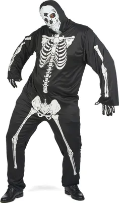 Immagine prodotto di Costume da scheletro taglia forte per adulti bianco e nero - XXL