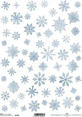 Produktbild von ITD Reispapier Decoupage Bastelpapier Softpapier Serviettentechnik, Schneeflocken R1500