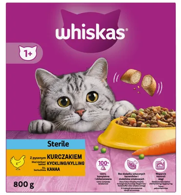 Produktbild von Whiskas Sterile z kurczakiem - karma dla kota - 800g